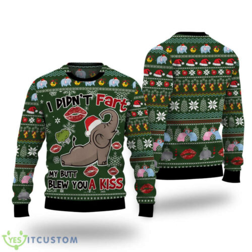 Adorable Elephant Ugly Christmas Sweater with Cheeky Kiss Design