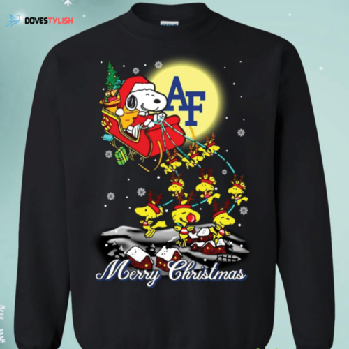 Air Force Falcons Santa Claus & Snoopy Christmas Sweatshirt – Festive Sleigh Design