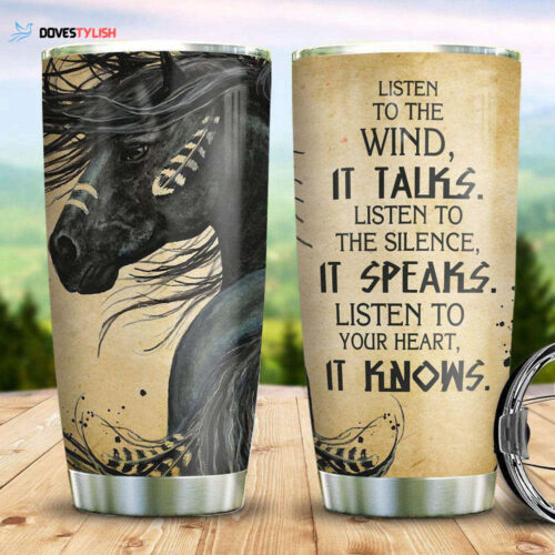 Authentic Native American Horse Stainless Steel Tumbler: Durable & Stylish Drinkware