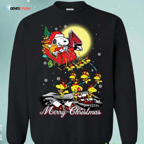 Ball State Cardinals Santa Claus & Snoopy Christmas Sweatshirt: Festive Sleigh Design
