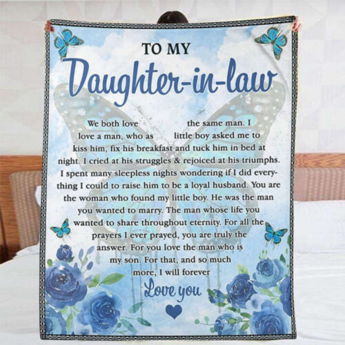 Butterfly Blue Rose Blanket Gift: Soft & Comfy Bedding for Daughter-in-Law s Birthday & Home Decor