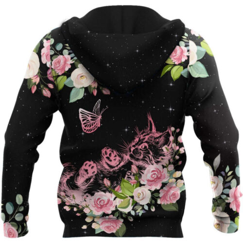 Cat & Butterfly Flower 3D All Over Printed Shirt & Shorts for Men and Women PL