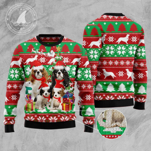 Cavalier King Charles Spaniel Family Ugly Christmas Sweater