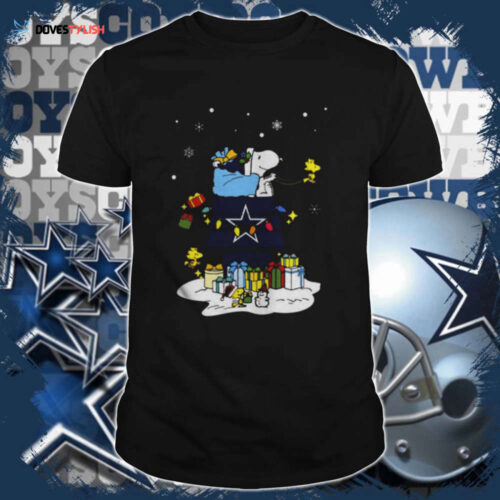 Cheer with Dallas Cowboys Santa Snoopy Merry Christmas Tee