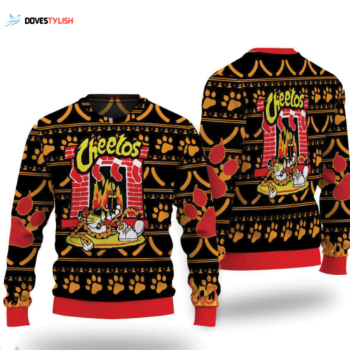 Cheetos Chester Cheetah Fireplace Ugly Christmas Sweater: Perfect Holiday Gift