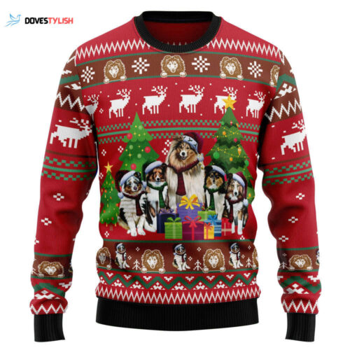 Cozy Shetland Sheepdogs Family Snow Ugly Christmas Sweater: Festive & Fun!