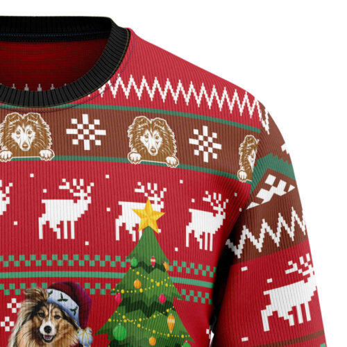 Cozy Shetland Sheepdogs Family Snow Ugly Christmas Sweater: Festive & Fun!