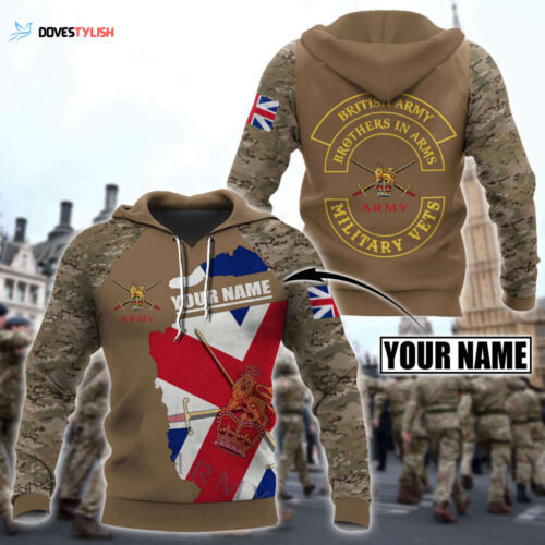 Custom name British Army Brothers in arms UK Veteran 3D print shirts