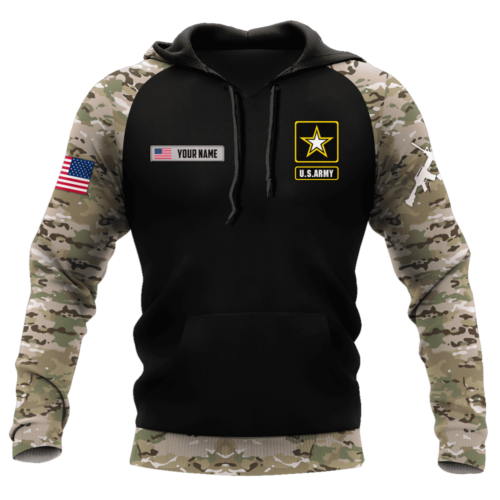 Custom name Camo Army Veteran 3D printed shirts Proud Military
