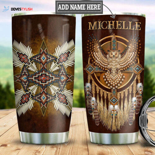 Customizable Native American Stainless Steel Tumbler: Unique Pattern Design