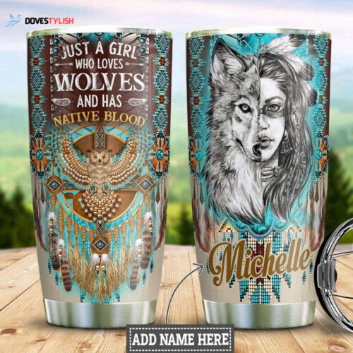 Custom Native American Owl Stainless Steel Tumbler – Personalized Gift