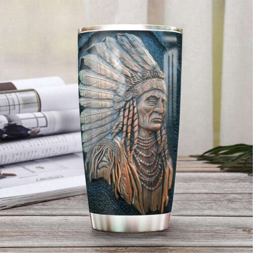 Custom Native American Wood-Style Stainless Tumbler: Personalized Elegance