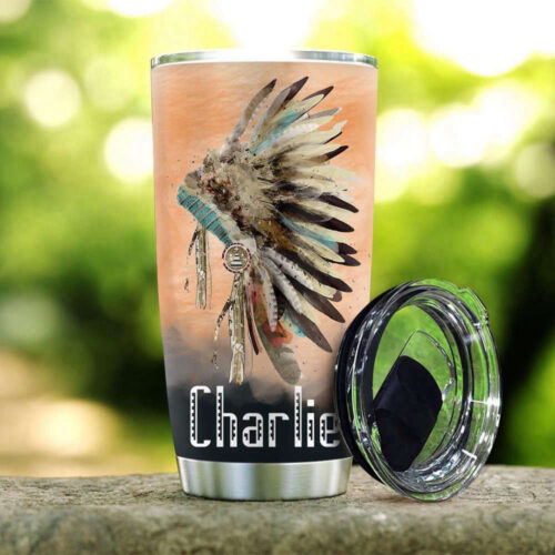 Custom Native Wolf Stainless Steel Tumbler: Strong & Durable