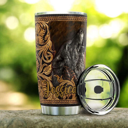 Custom Wolf Stainless Steel Tumbler: Personalized Insulated Drinkware