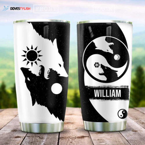 Custom Wolf Stainless Steel Tumbler – Personalized Drinkware for Outdoor Enthusiasts