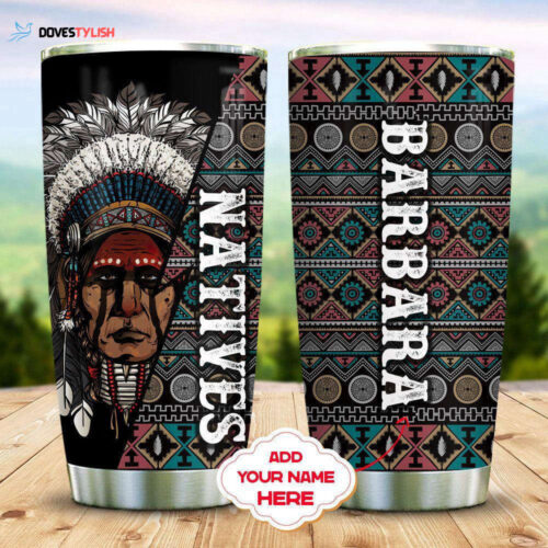 Customizable Native American Stainless Steel Tumbler: Unique Pattern Design