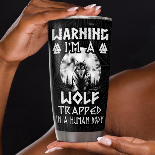Customized Wolf Viking Stainless Steel Tumbler – Personalized Drinkware for Durability