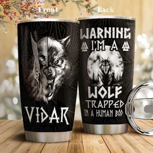 Customized Wolf Viking Stainless Steel Tumbler – Personalized Drinkware for Durability