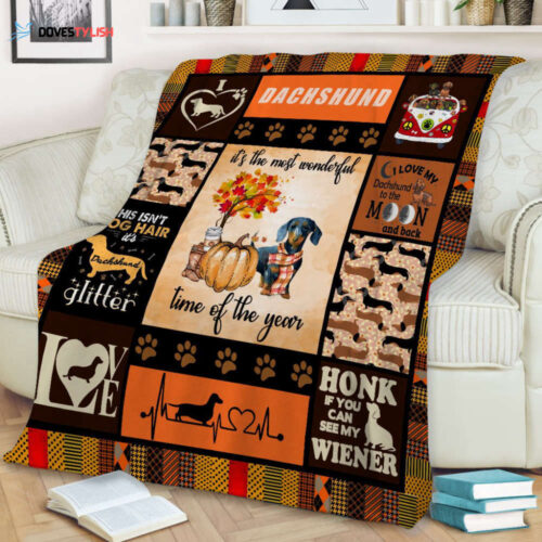 Dachshund Halloween Thanksgiving Blanket – Perfect Gift for Dog Lovers & Home Decor
