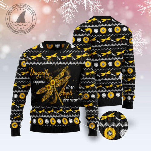 Dragonfly Sunflower Ugly Christmas Sweater – Festive and Unique Holiday Apparel