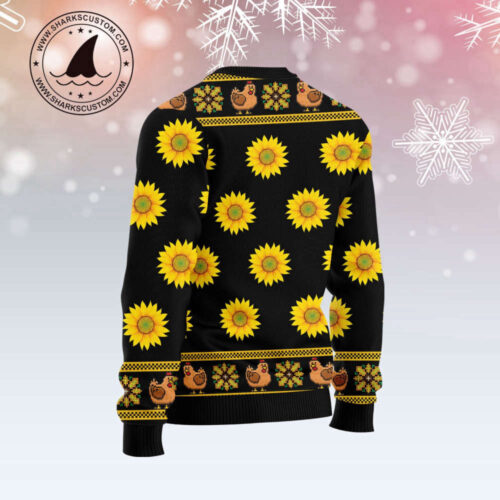 Festive Chicken Flower Ugly Christmas Sweater – Unique Holiday Apparel