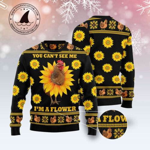 Festive Chicken Flower Ugly Christmas Sweater – Unique Holiday Apparel