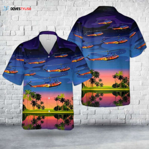 German Army Bell (Dornier) UH-1D Iroquois (205) Hawaiian Shirt: Authentic Military Style with a Tropical Twist