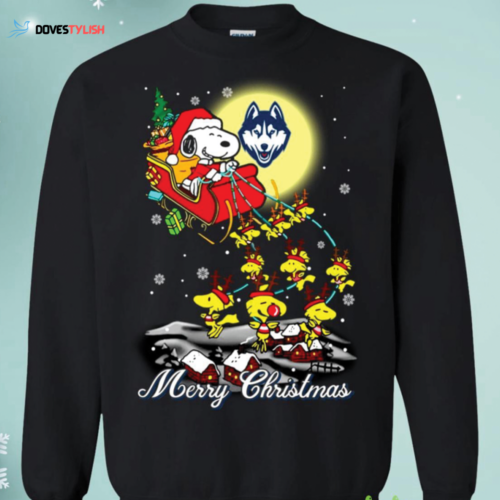 Get Festive with Connecticut Huskies Snoopy Santa Sweatshirt – Perfect for Christmas!