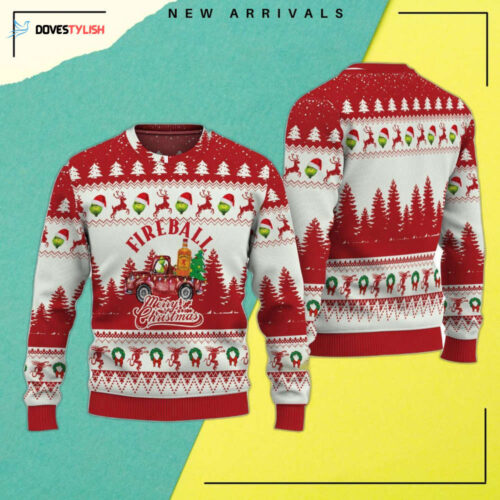 Get Festive with Fireball Grinch Ugly Christmas Sweater – Perfect for Merry Christmas!