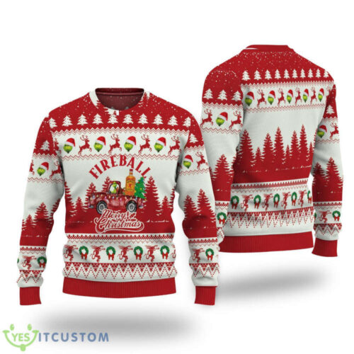 Get Festive with Fireball Grinch Ugly Christmas Sweater – Perfect for Merry Christmas!