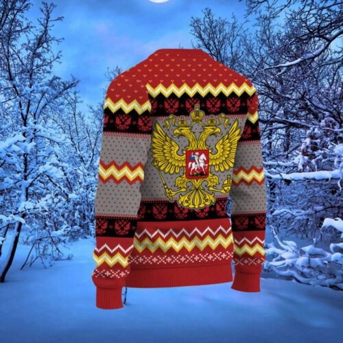 Get Festive with Russia Coat Of Arms Ugly Christmas Sweater – Unique Holiday Attire!