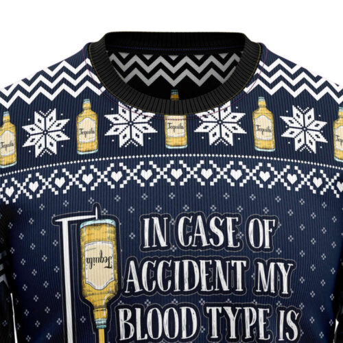 Get Festive with Tequila My Blood Type Ugly Christmas Sweater – Limited Edition