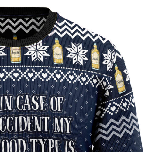 Get Festive with Tequila My Blood Type Ugly Christmas Sweater – Limited Edition