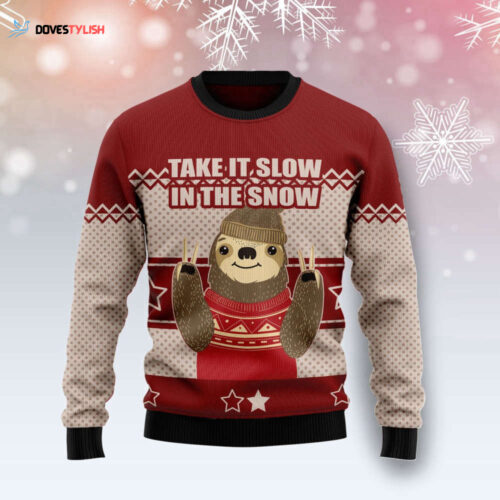Get Festive with the Sloth Take It Slow Ugly Christmas Sweater