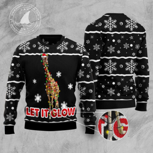 Giraffe Let It Glow Ugly Christmas Sweater – Festive and Fun Holiday Apparel