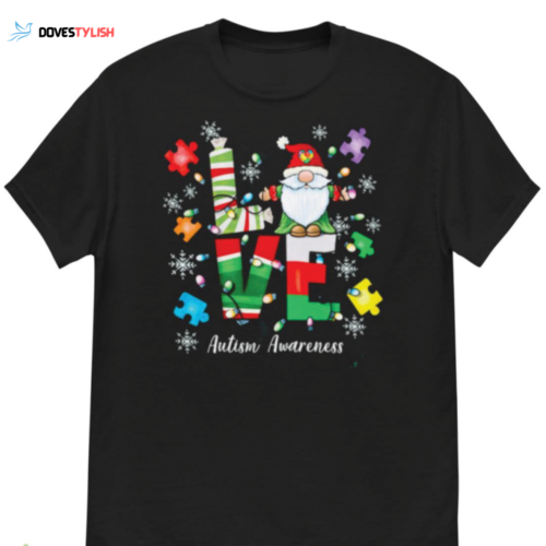 Gnome Love Autism Awareness Merry Christmas Shirt – Spread Light and Support