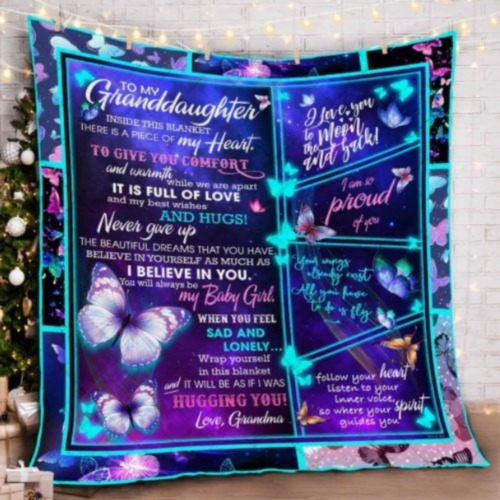 Granddaughter Butterfly Hugging Blanket: Comfy Birthday Gift from Grandma for Home Decor & Bedding