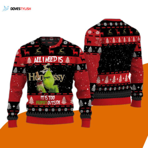 Grinch Hennessy Ugly Christmas Sweater – Escape the Peopley Outside!