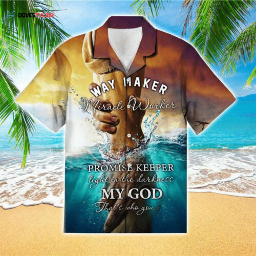 Hand Of Jesus Hawaiian Shirt – Way Maker Miracle Worker – Christian Shirts for Men & Women
