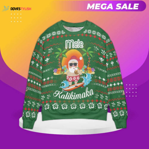 Hawaiian Santa Claus Mele Kalikimaka Sunset Ugly Christmas Sweater – Festive Tropical Holiday Wear