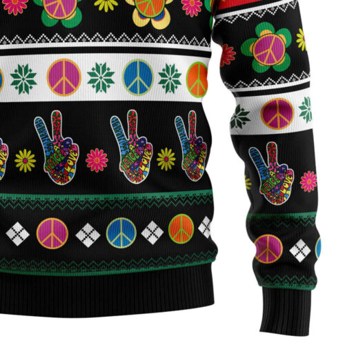 Hippie Peace Sign Ugly Christmas Sweater: Festive & Retro Holiday Attire