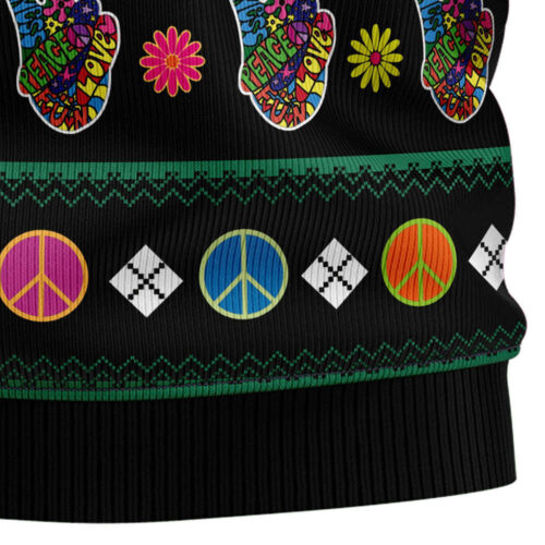 Hippie Peace Sign Ugly Christmas Sweater: Festive & Retro Holiday Attire