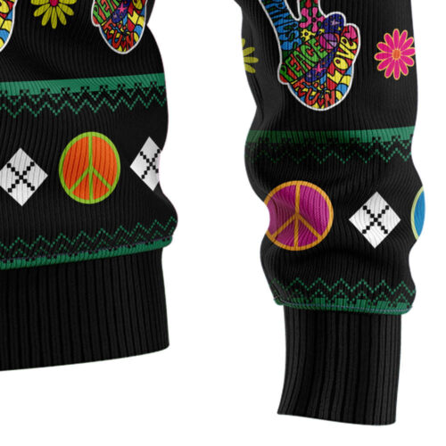 Hippie Peace Sign Ugly Christmas Sweater: Festive & Retro Holiday Attire