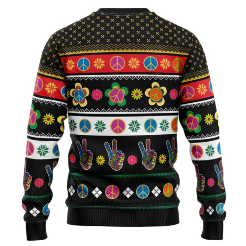 Hippie Peace Sign Ugly Christmas Sweater: Festive & Retro Holiday Attire