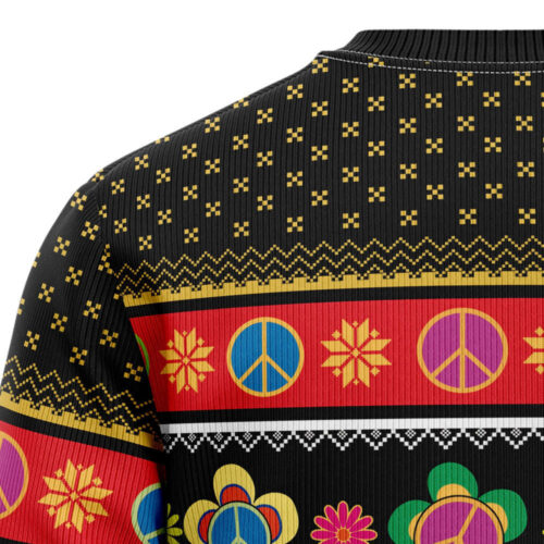 Hippie Peace Sign Ugly Christmas Sweater: Festive & Retro Holiday Attire