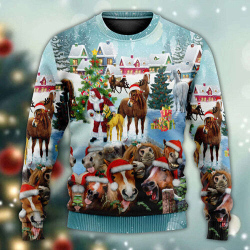 Horse Loves Christmas Very Happy Sweater – Ugly Christmas Sweaters