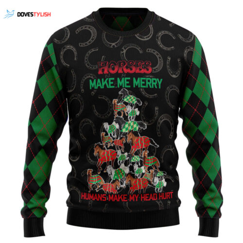 Horses Merry Christmas Sweater – Perfect Holiday Gift Noel Malalan Signature