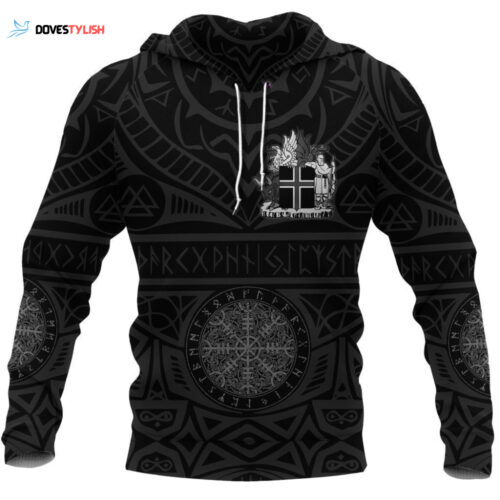 Iceland Vikings Tattoo Hoodie – All Over Design for Viking Enthusiasts