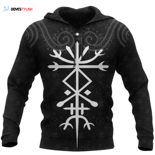 Iceland Vikings Tattoo Hoodie in Red – Unique All Over Design
