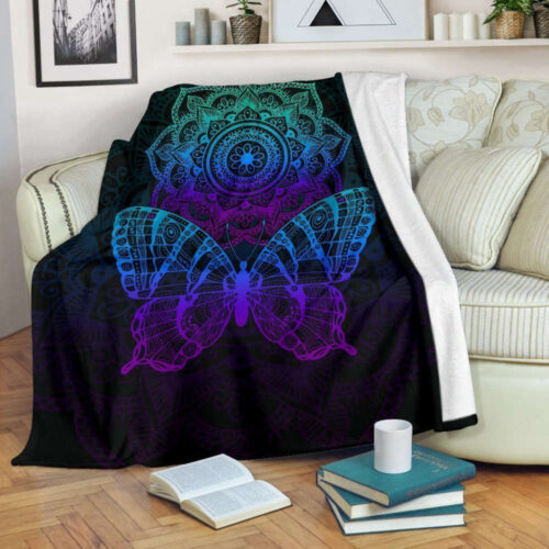 Mandala Butterfly Fleece Blanket – Unique Gift Idea for Cozy Comfort